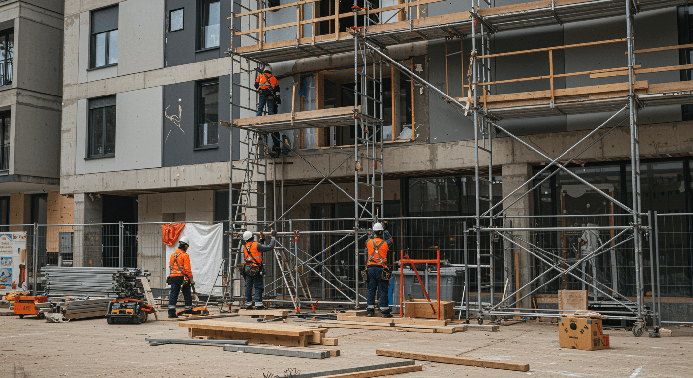 Montage av byggnadsställningar visualization